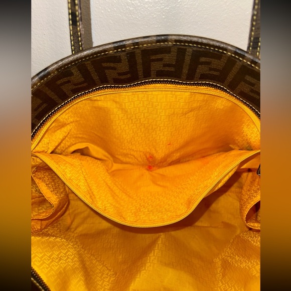 Fendi Zucca Coated Canvas Tote Yellow Interior - Picture 6 of 17